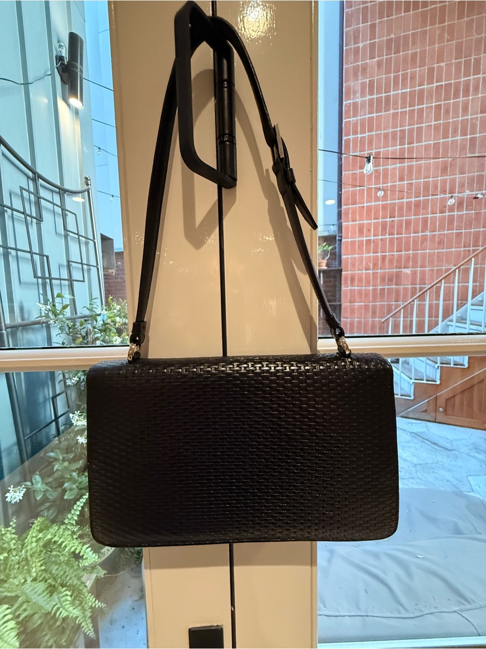 Salvatore Ferragamo Black Woven Leather Clutch with Silver Hardware - Picture 3 of 5